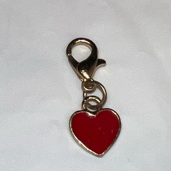 Gold Tone Red Heart Lobster Claw Charm - Picture 2 of 5